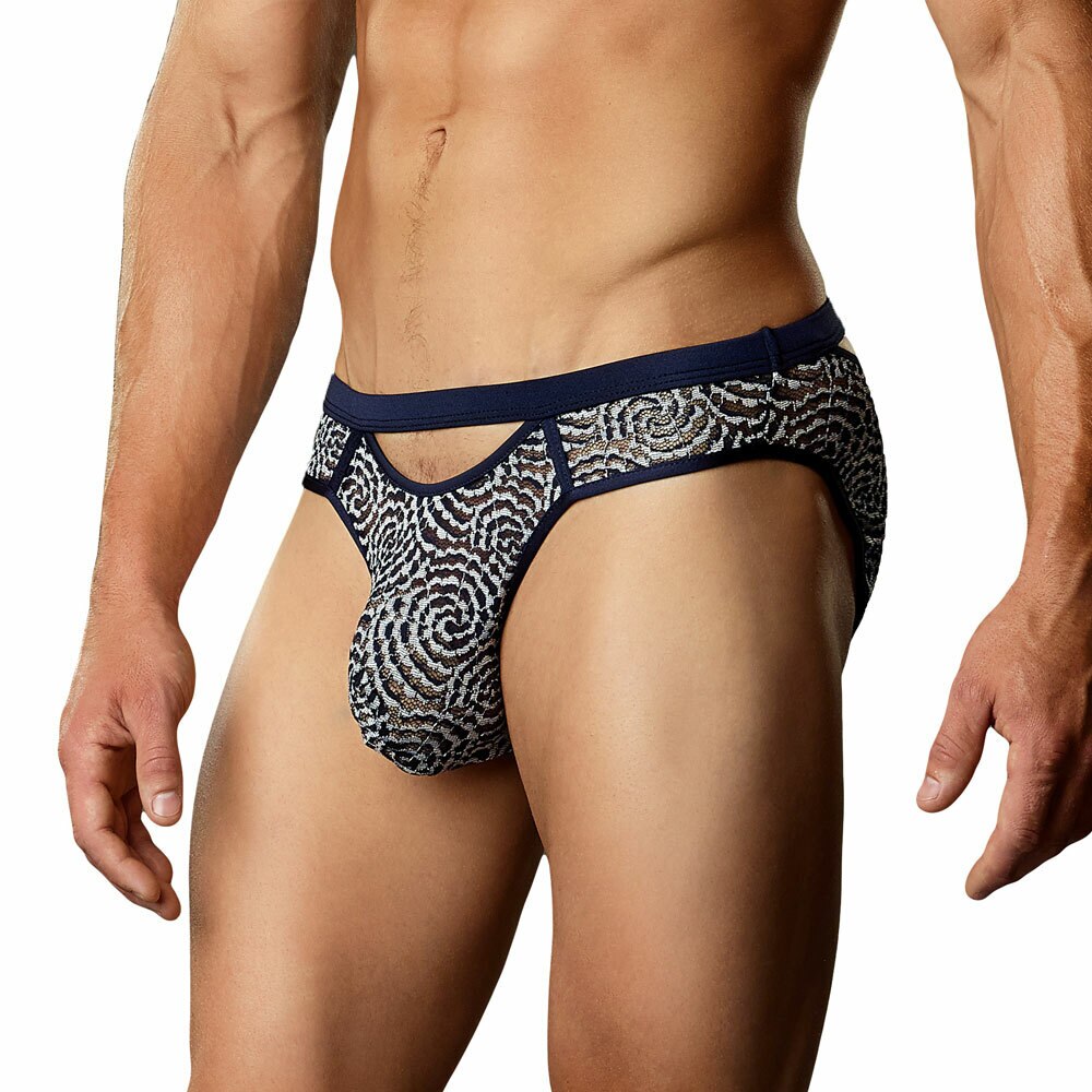 SALE - Navy Swirl Lace Bikini Brief