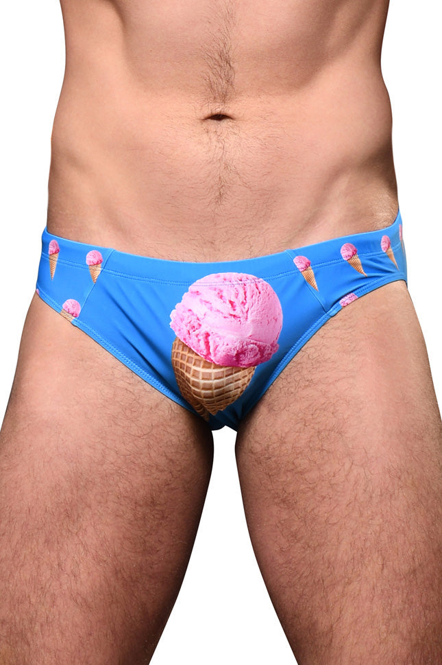 JCSTK - Andrew Christian Mens Cream Bikini Swimwear Underwear Printed