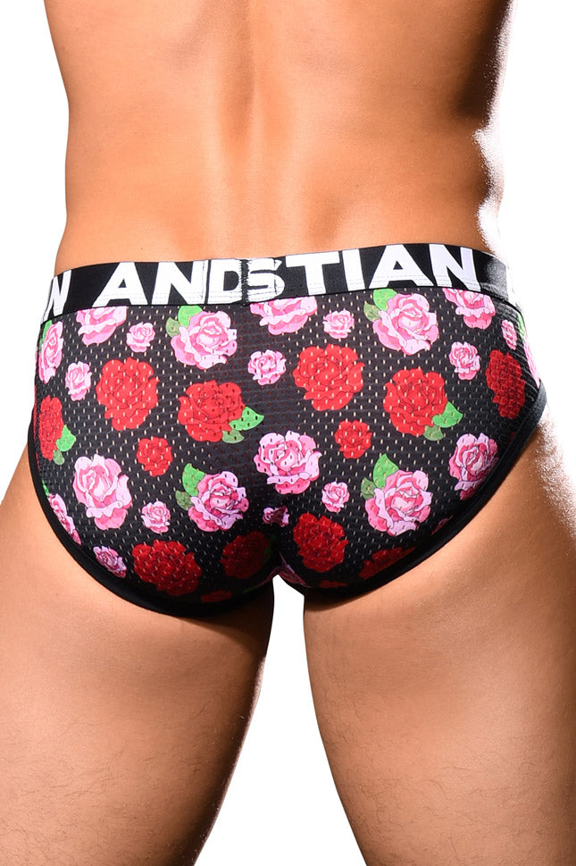 JCSTK - Andrew Christian AC-92828 Floral Mesh Brief Mens Underwear w/ ALMOST NAKED® Printed