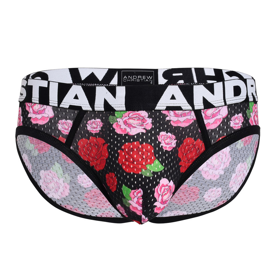 JCSTK Andrew Christian Floral Mesh Brief Mens Underwear w ALMOST NAKED Printed