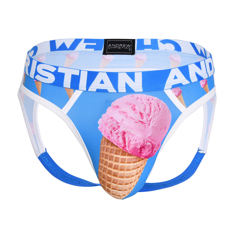 JCSTK - Andrew Christian Ice Cream Mens Locker Room Jockstrap Undies w/ ALMOST NAKED® Printed