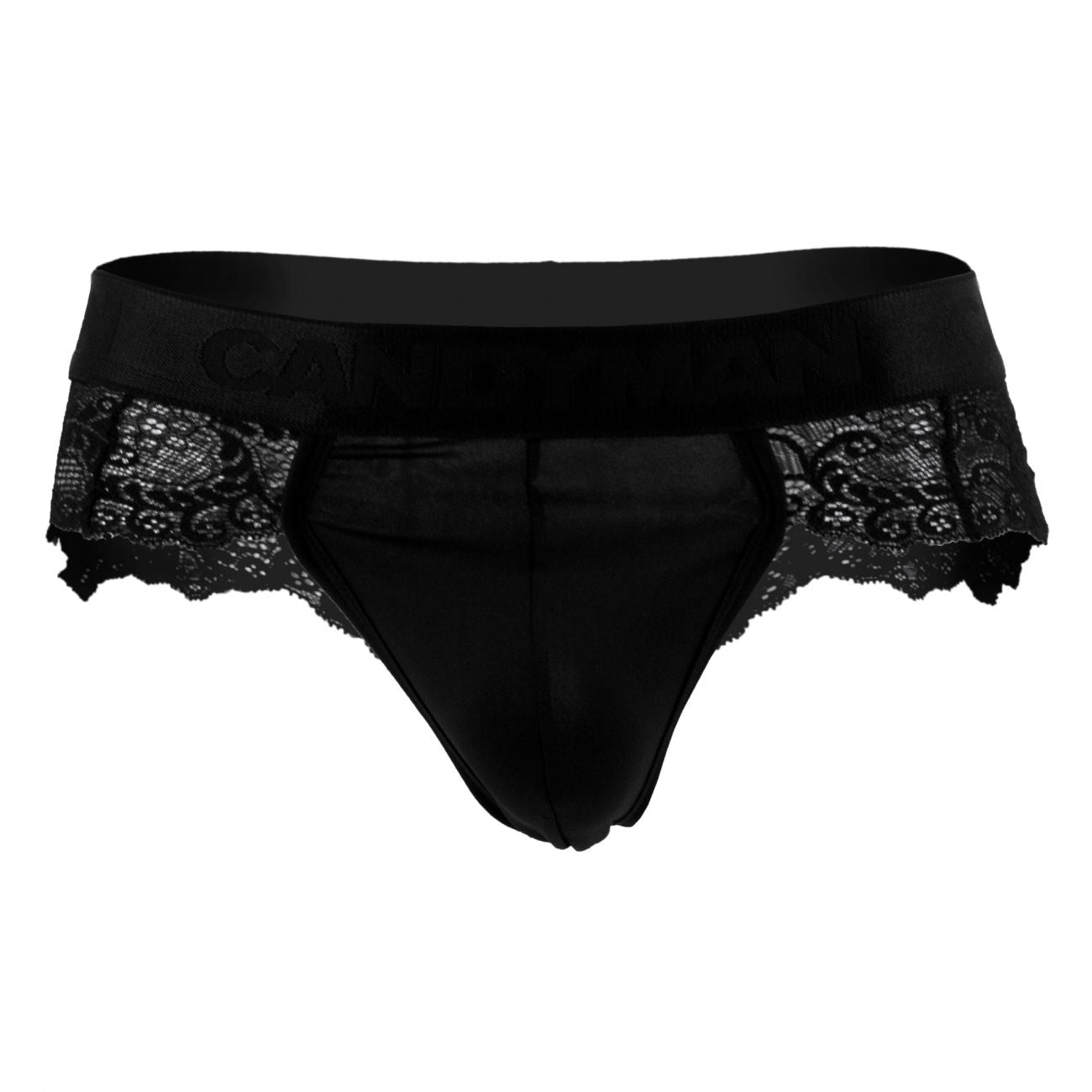 CandyMan 99304X Lace Thongs Black Plus Sizes