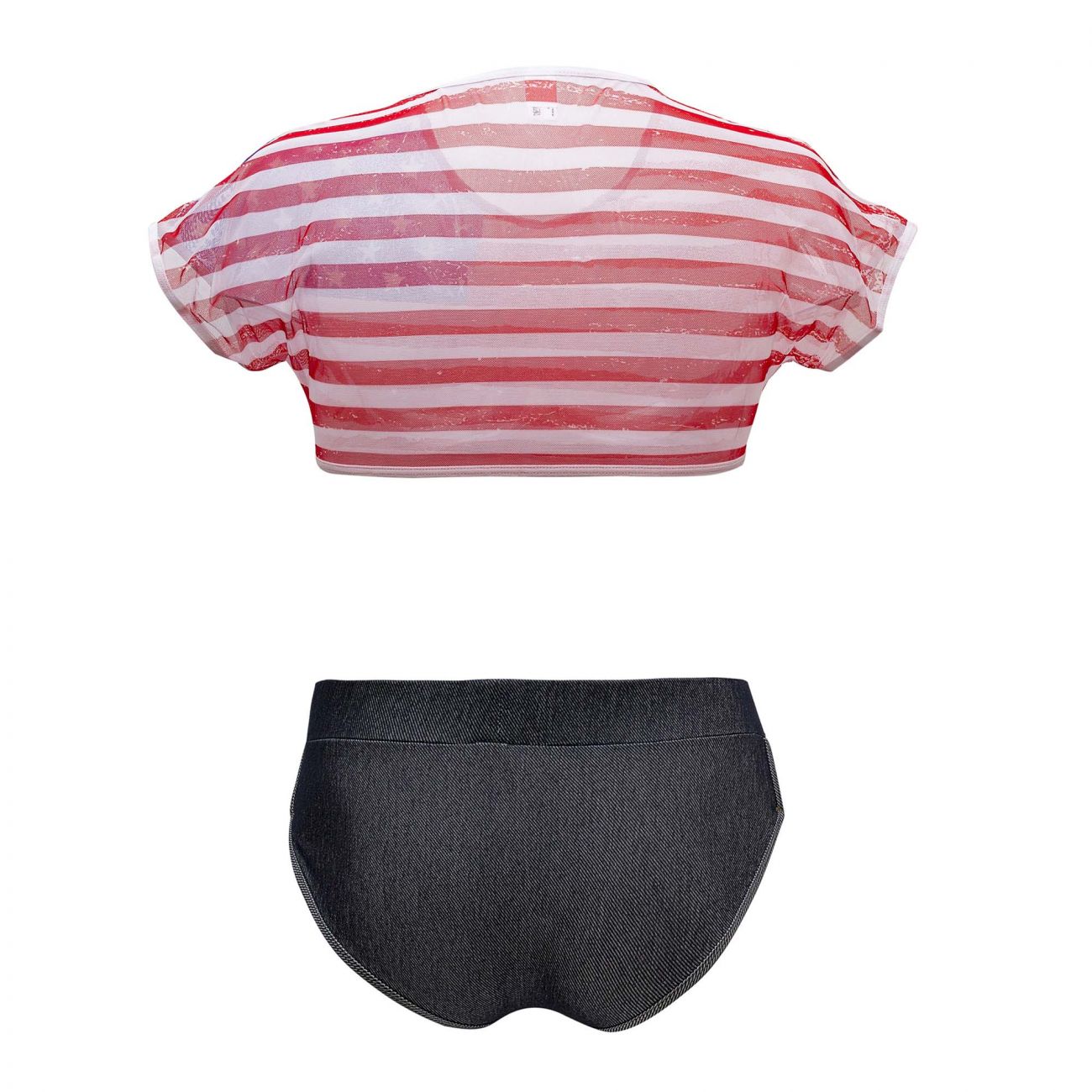 CandyMan 99443 American Crop Top Two Piece Set Blue Red and White