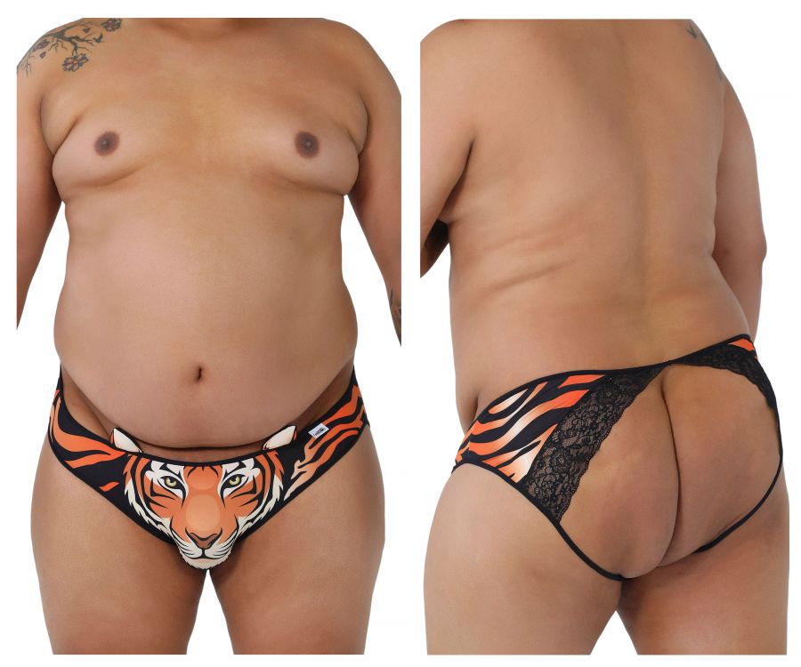 CandyMan 99458X Jockstrap Color Tiger Print Plus Sizes