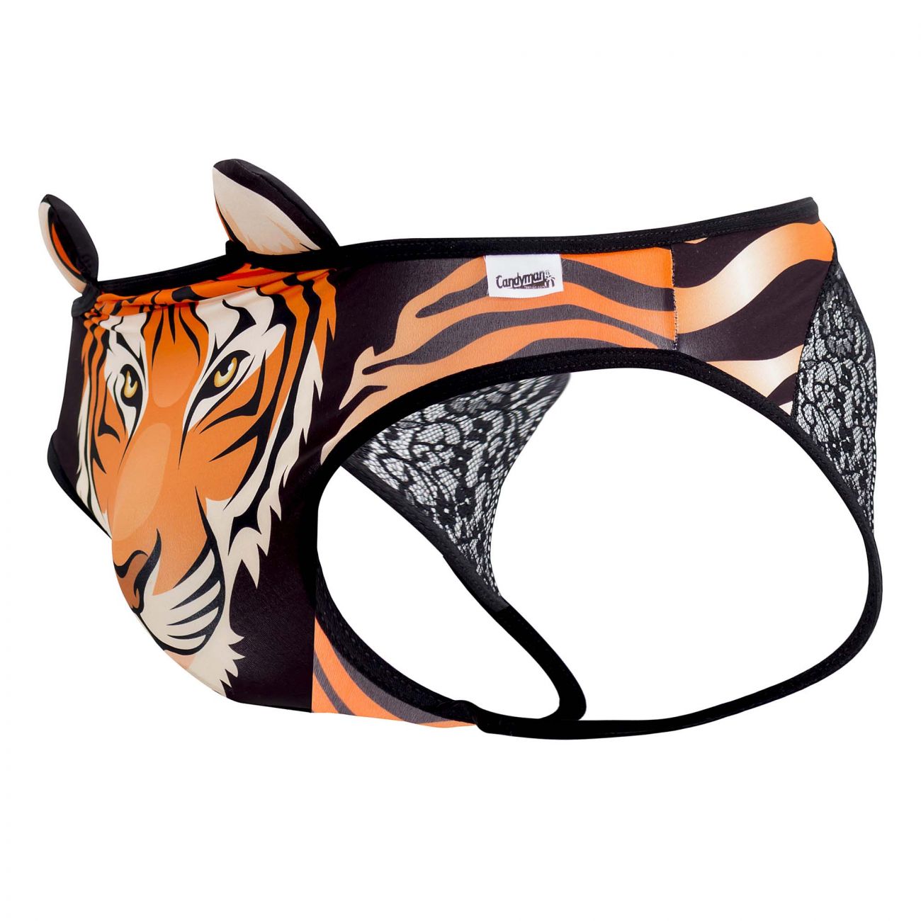 CandyMan 99458X Jockstrap Color Tiger Print Plus Sizes