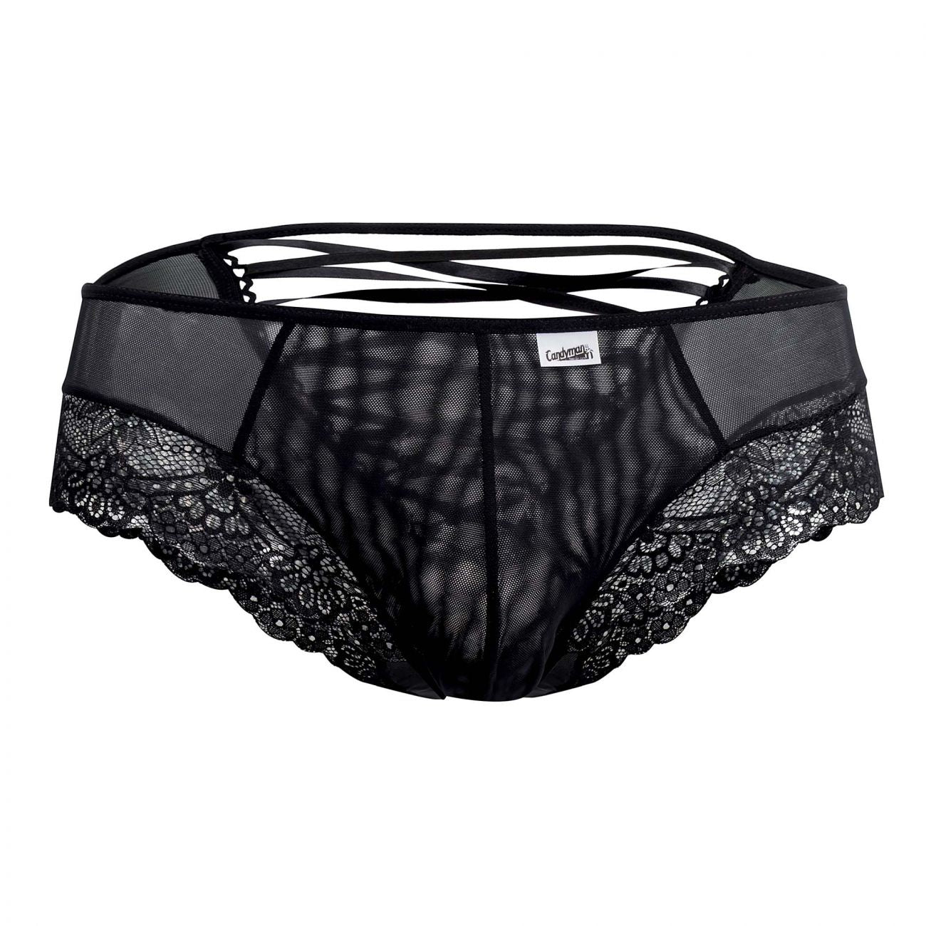 CandyMan 99462X Lace Briefs Black Plus Sizes