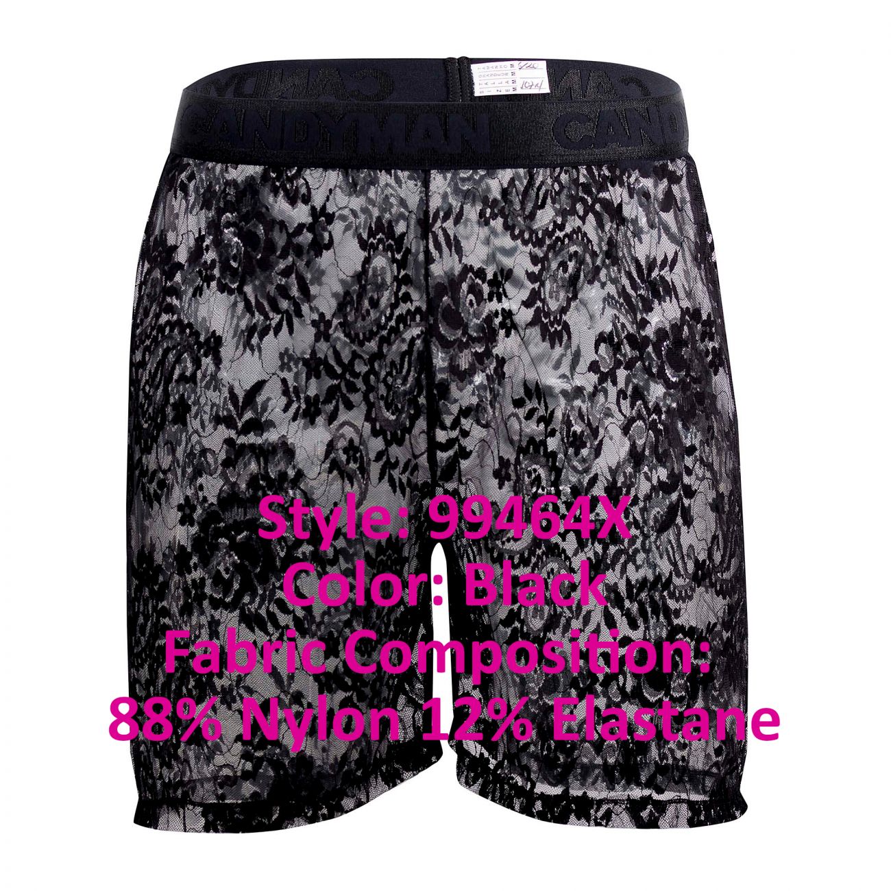 CandyMan 99464X Lace Shorts Black Plus Sizes