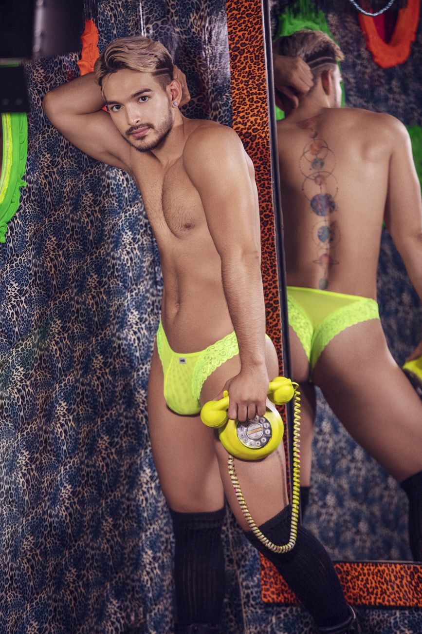 CandyMan 99506 Mesh-Lace Thongs Hot Green