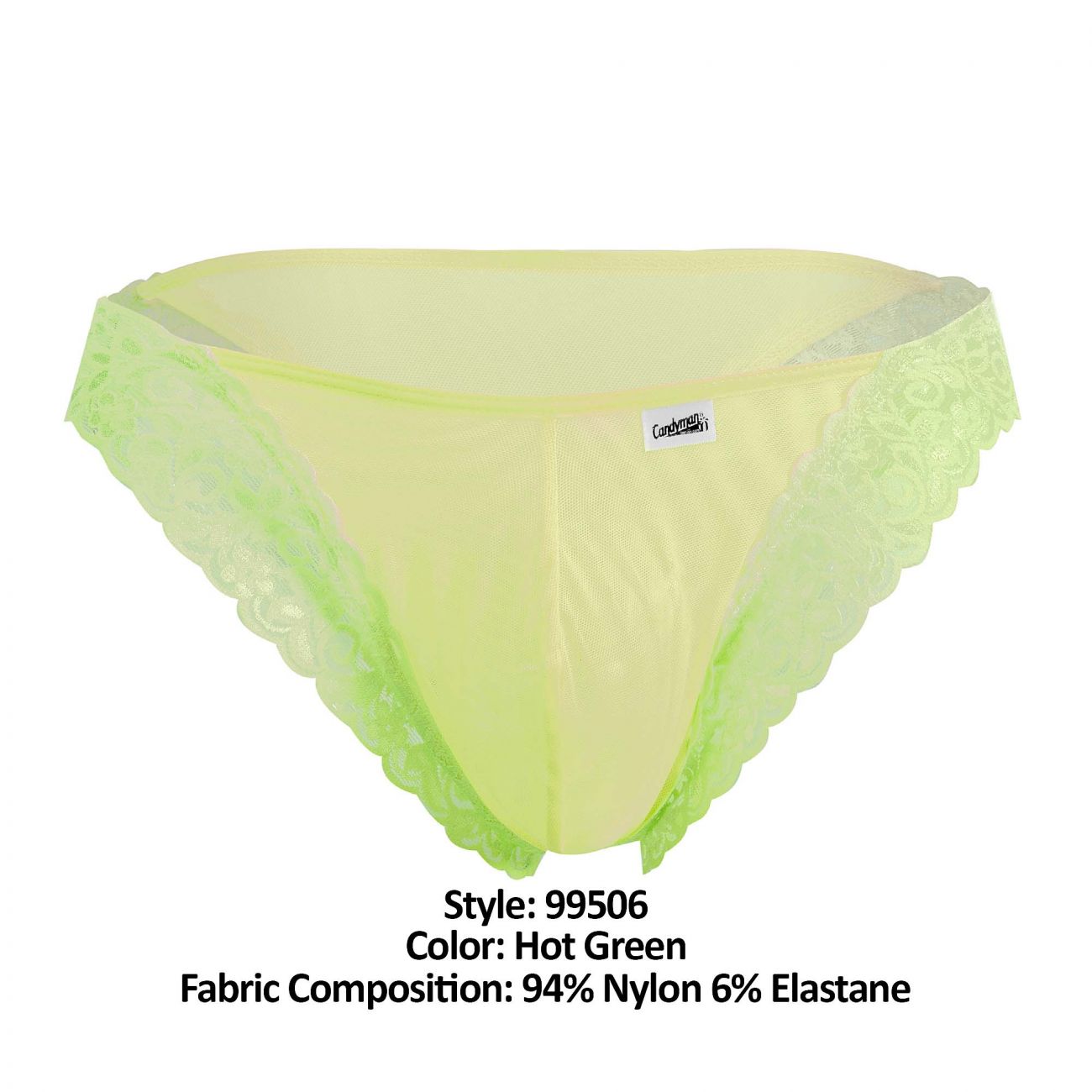CandyMan 99506 Mesh-Lace Thongs Hot Green