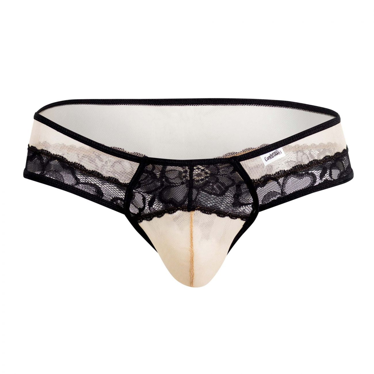 CandyMan 99516 Mesh-Lace Thongs Beige and Black