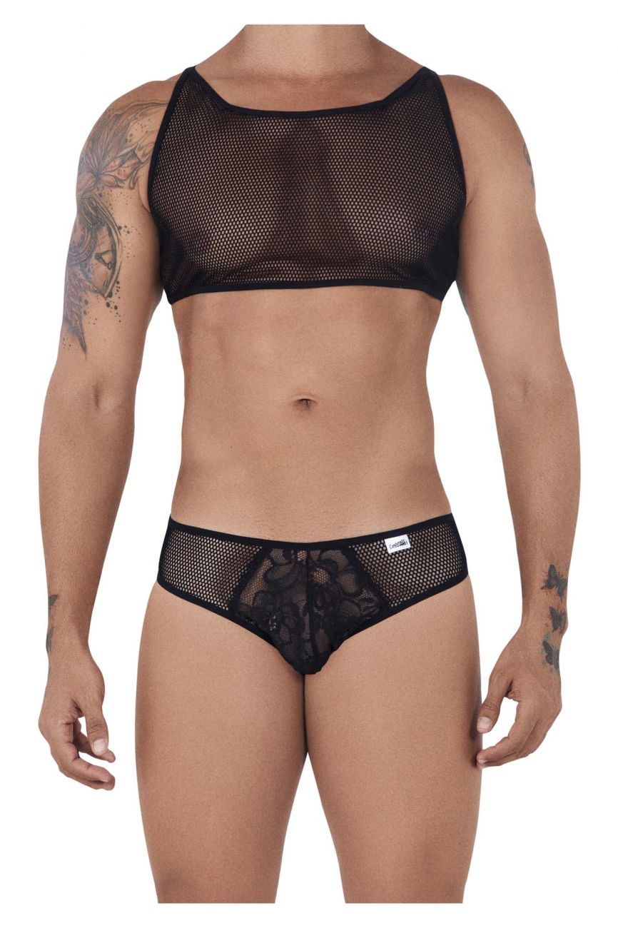 CandyMan 99526 Mesh Top and Bikini Set Black