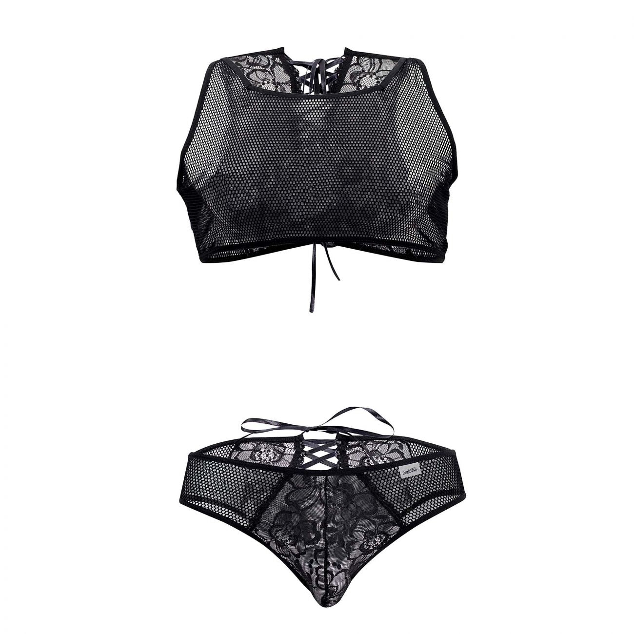 CandyMan 99526 Mesh Top and Bikini Set Black