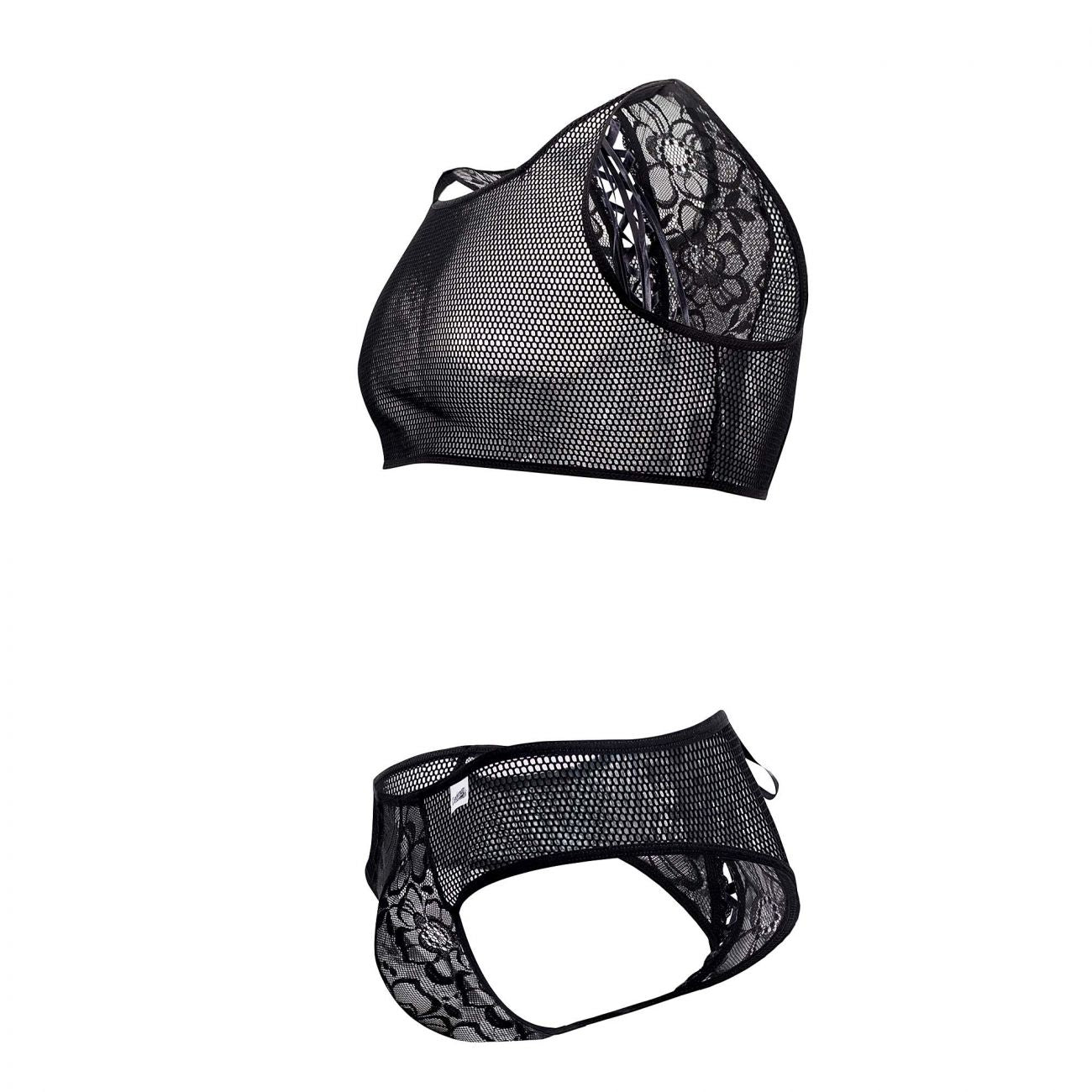 CandyMan 99526 Mesh Top and Bikini Set Black