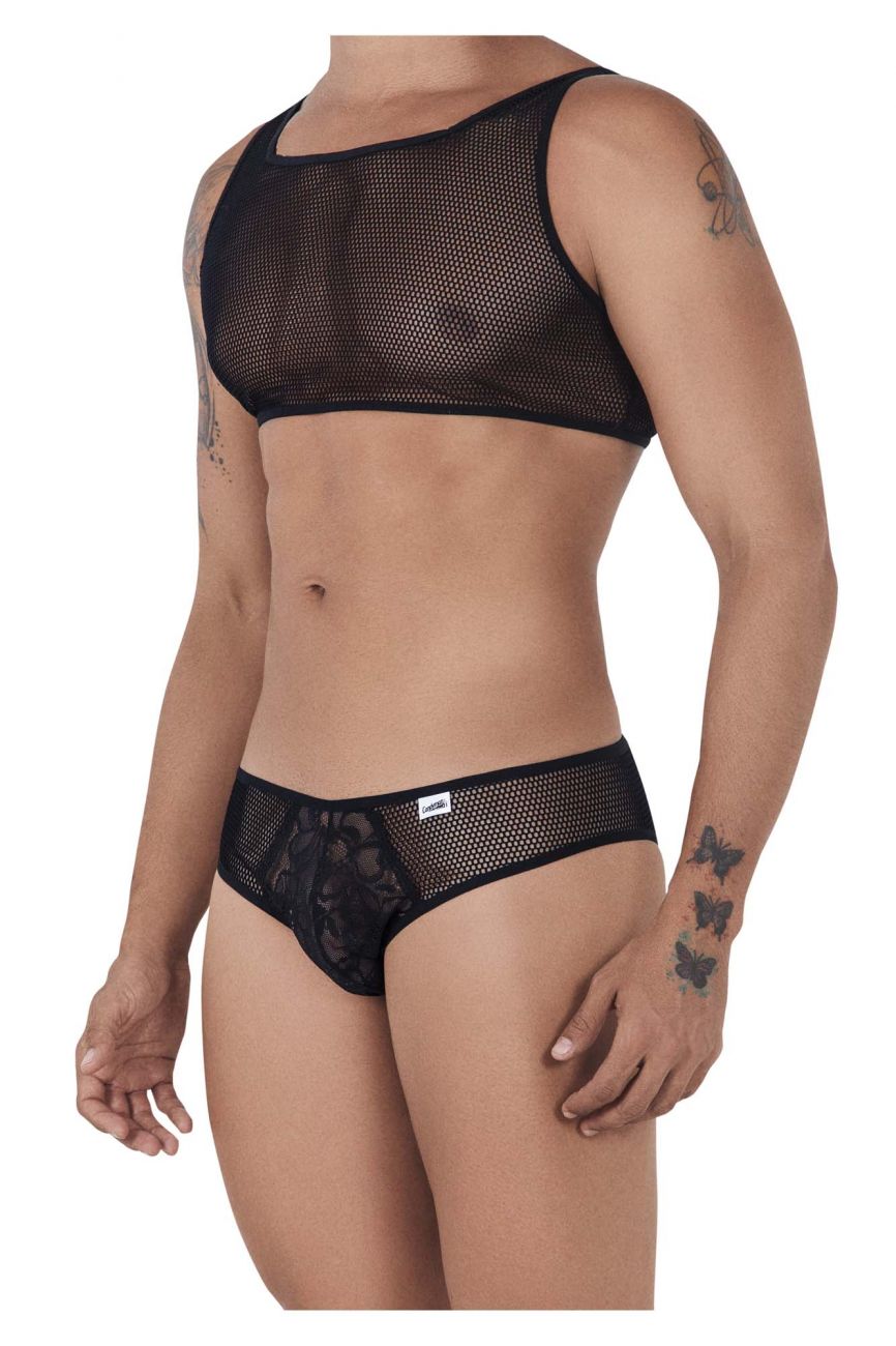 CandyMan 99526 Mesh Top and Bikini Set Black