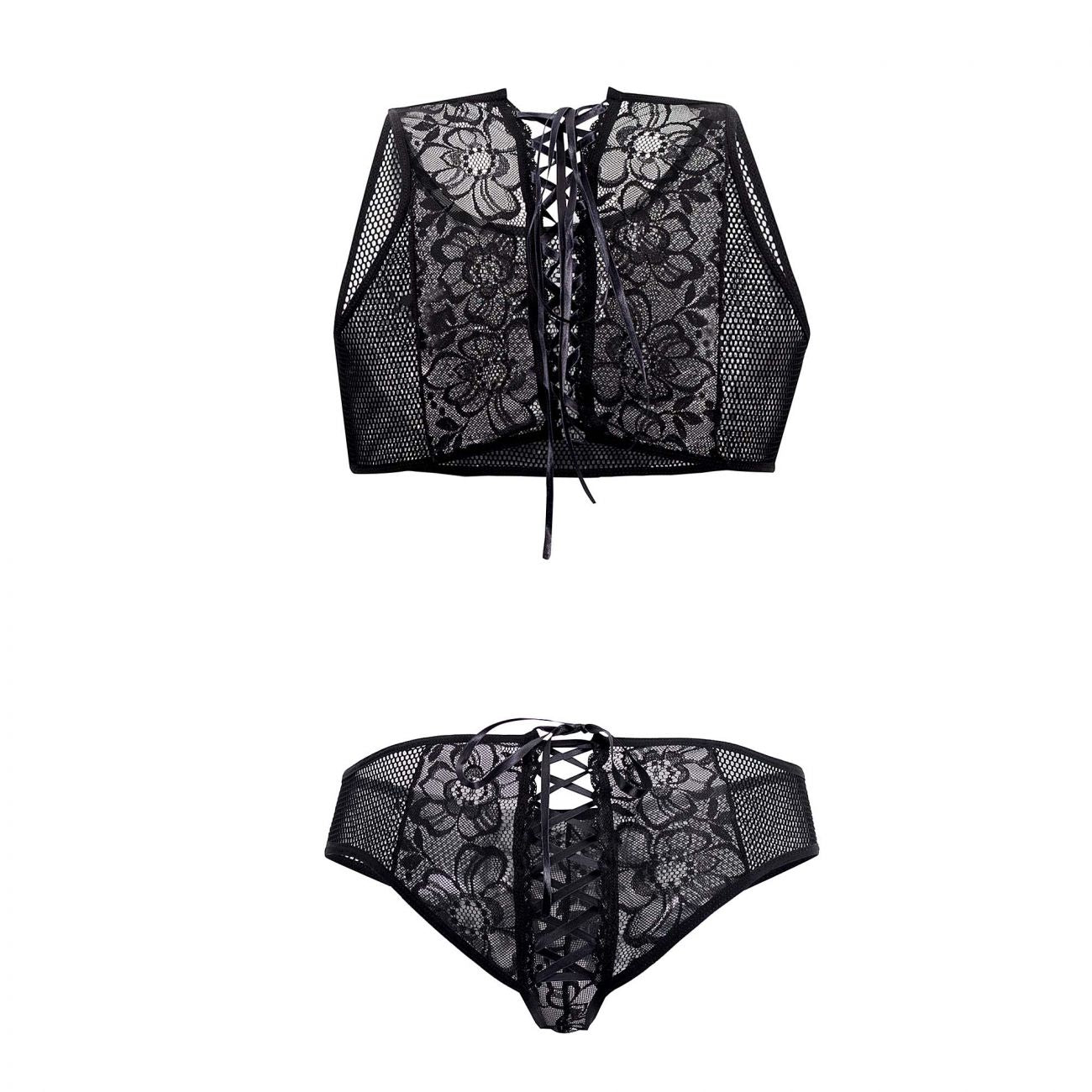 CandyMan 99526 Mesh Top and Bikini Set Black