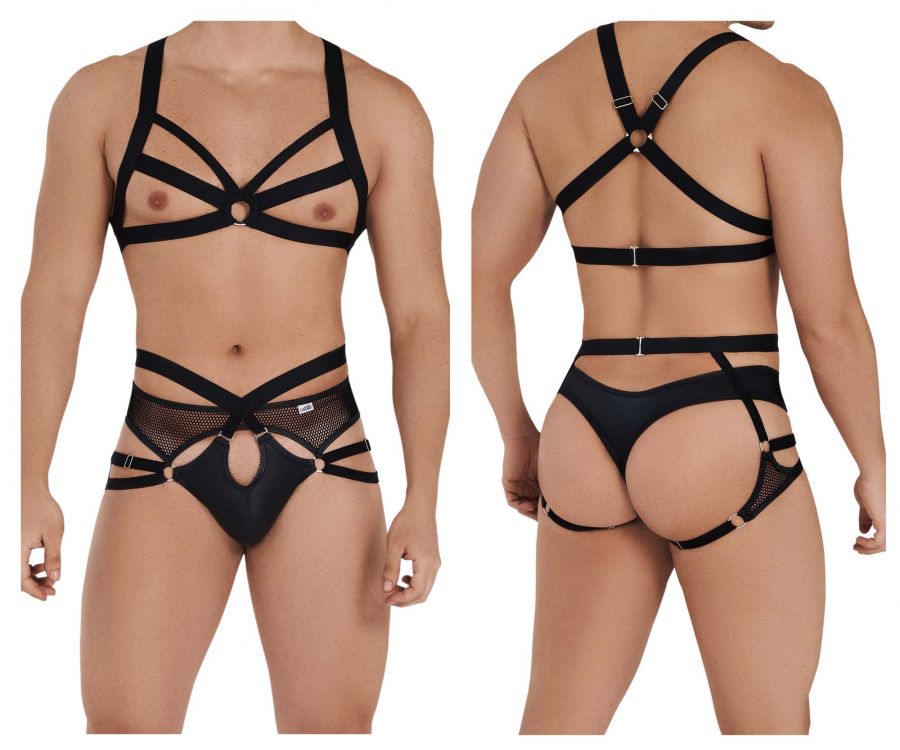 JCSTK - CandyMan 99546 Harness-Thongs Outfit Black
