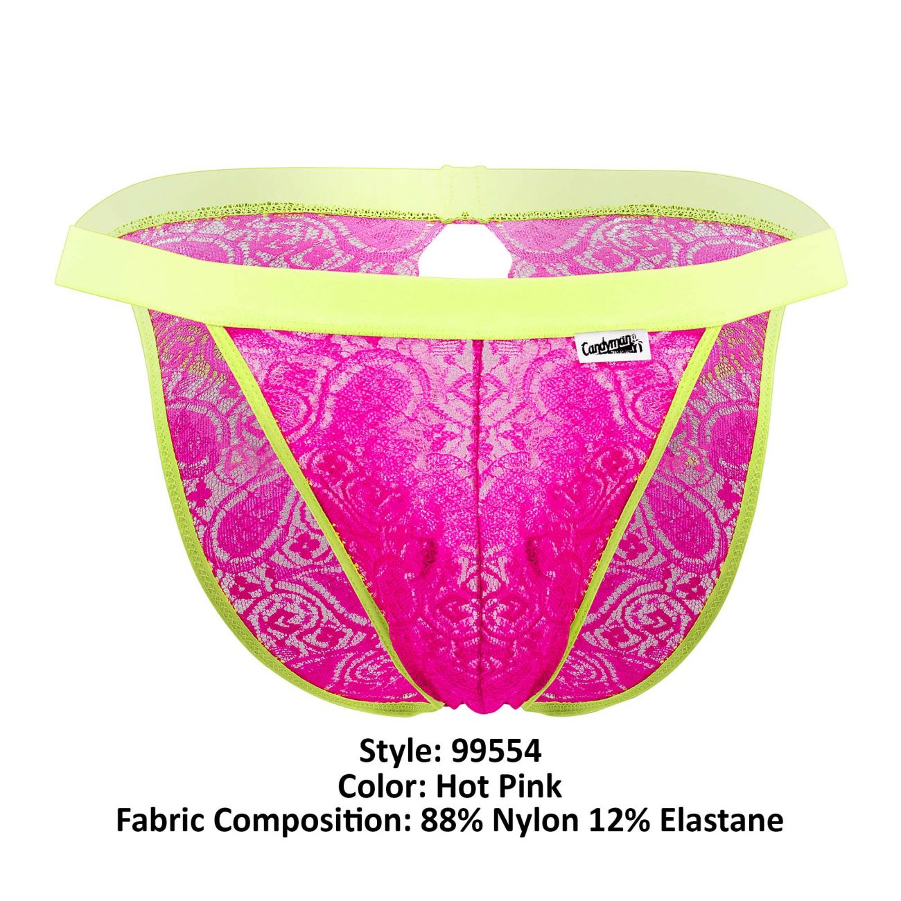 CandyMan 99554 Lace Peekaboo Bikini Hot Pink