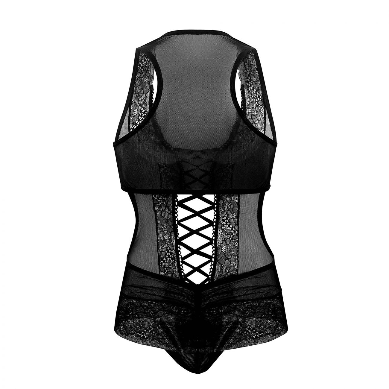 CandyMan 99557 Mesh-Lace Bodysuit Black