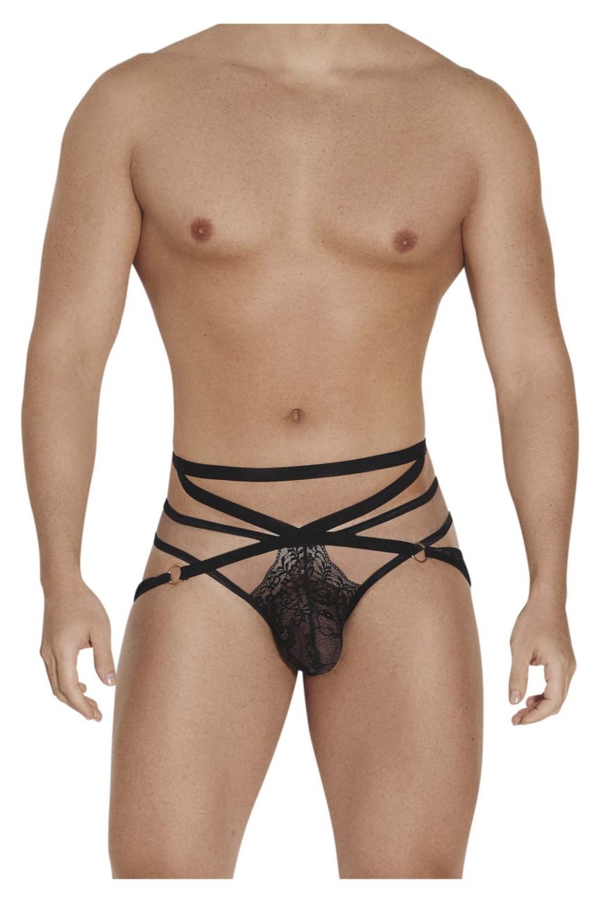 CandyMan 99562 Lace Jockstrap Thongs Black