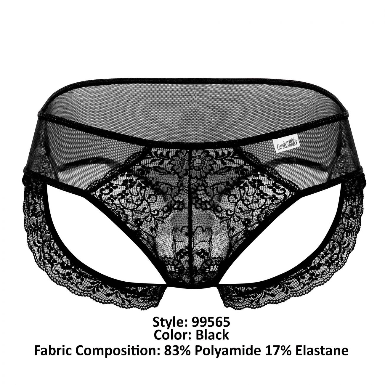 CandyMan 99565 Mesh-Lace Thongs Black