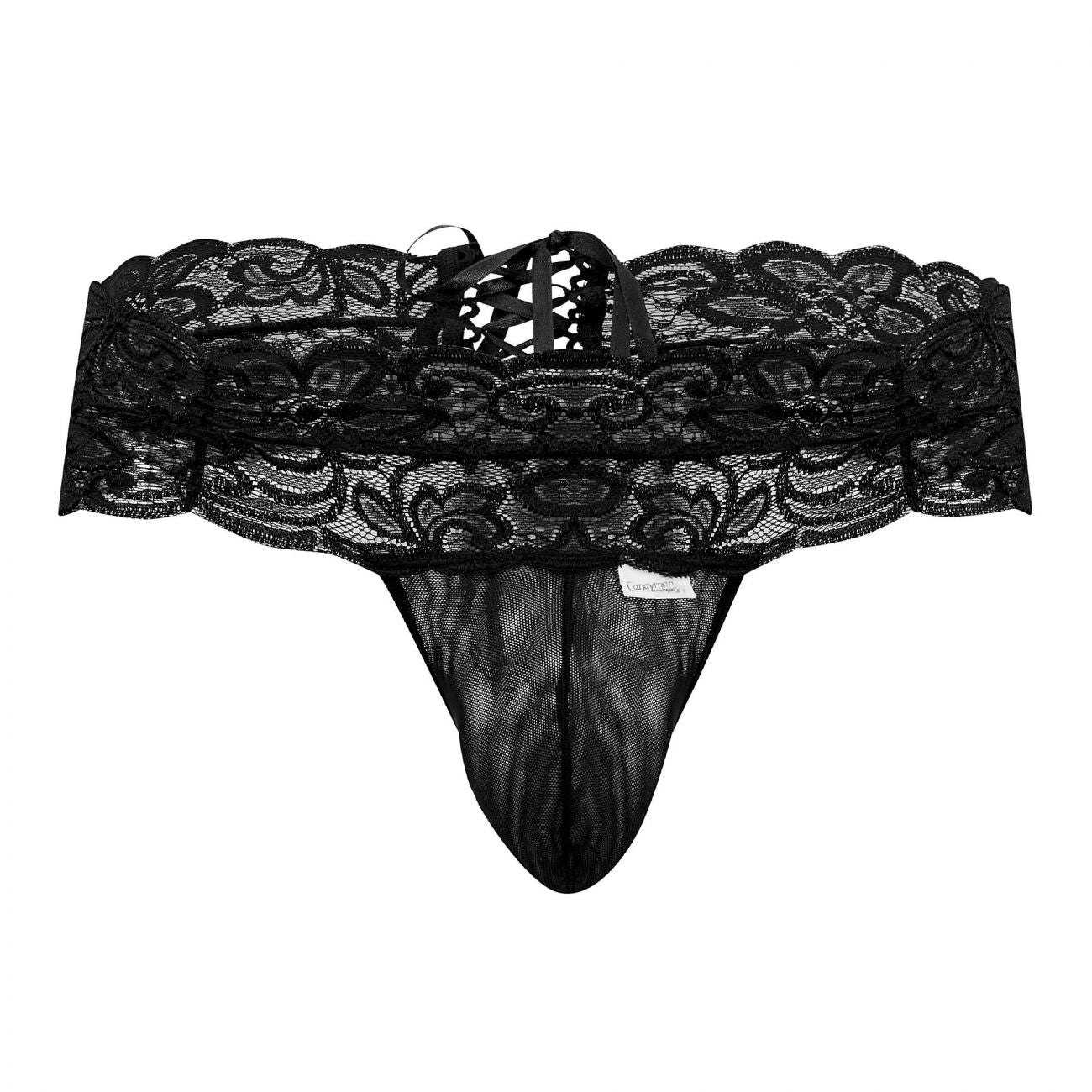 CandyMan 99595 Floral Lace Thongs Black