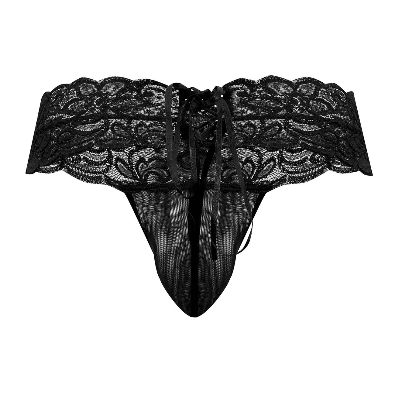 CandyMan 99595 Floral Lace Thongs Black