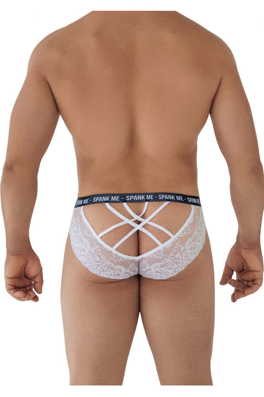 CandyMan 99615 Spank Me Lace Briefs White