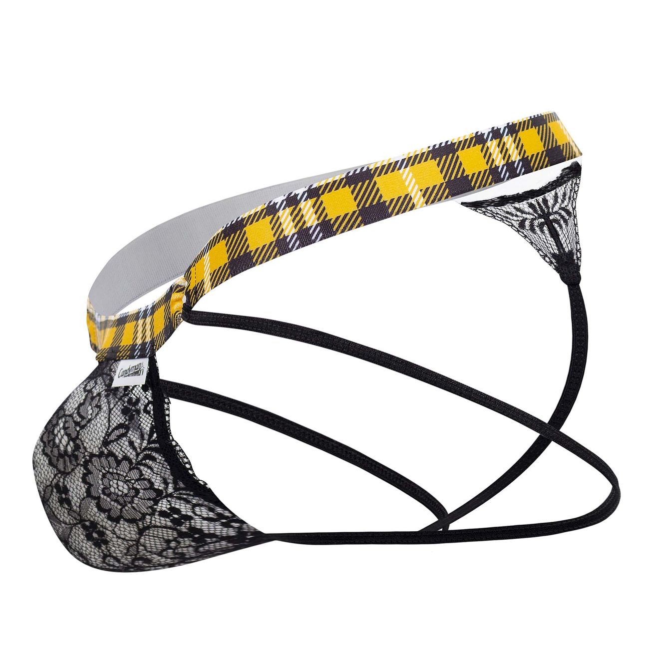 CandyMan 99626 Prints Jockstrap Thongs Black-Yellow