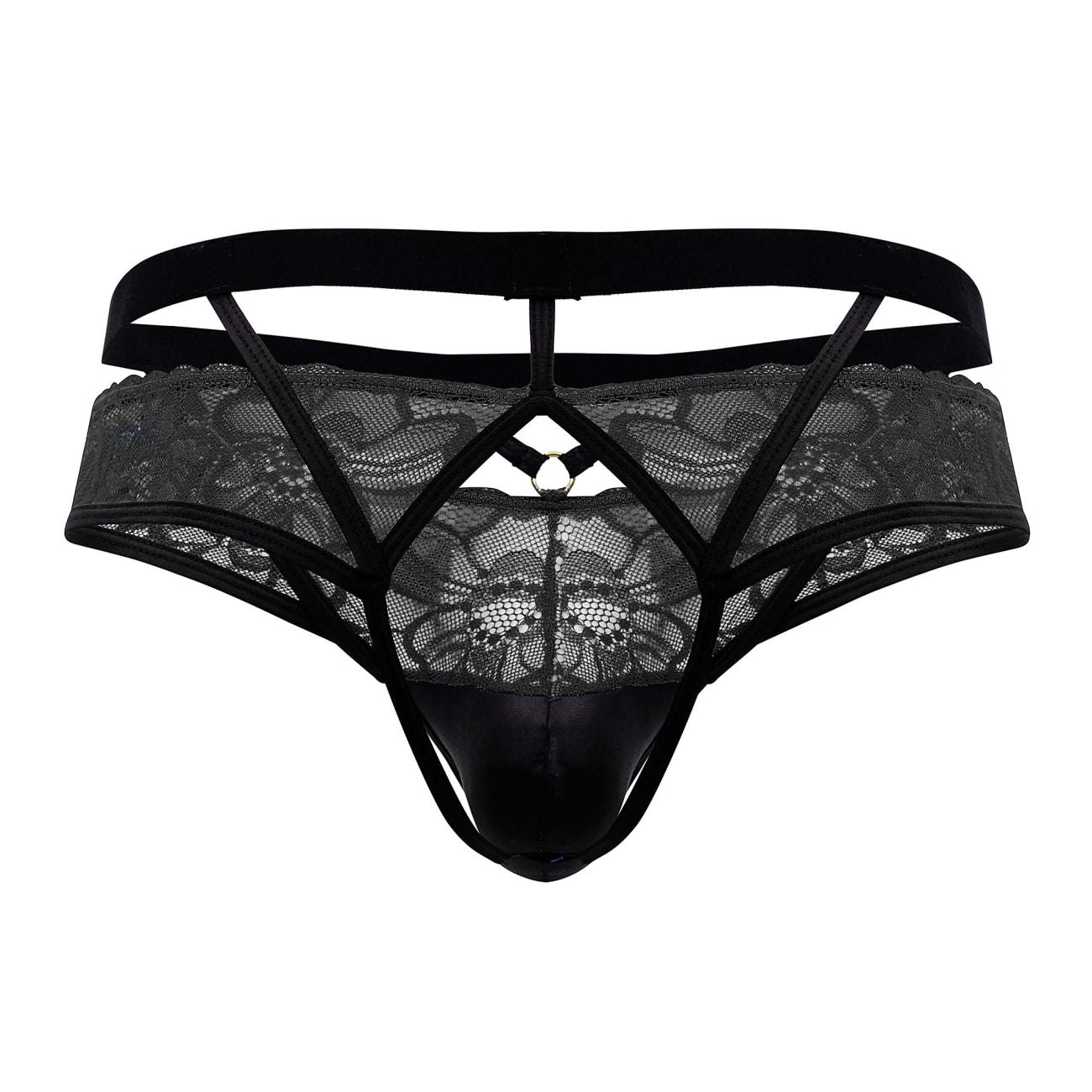 CandyMan 99627X Lace Jockstrap Black Plus Sizes