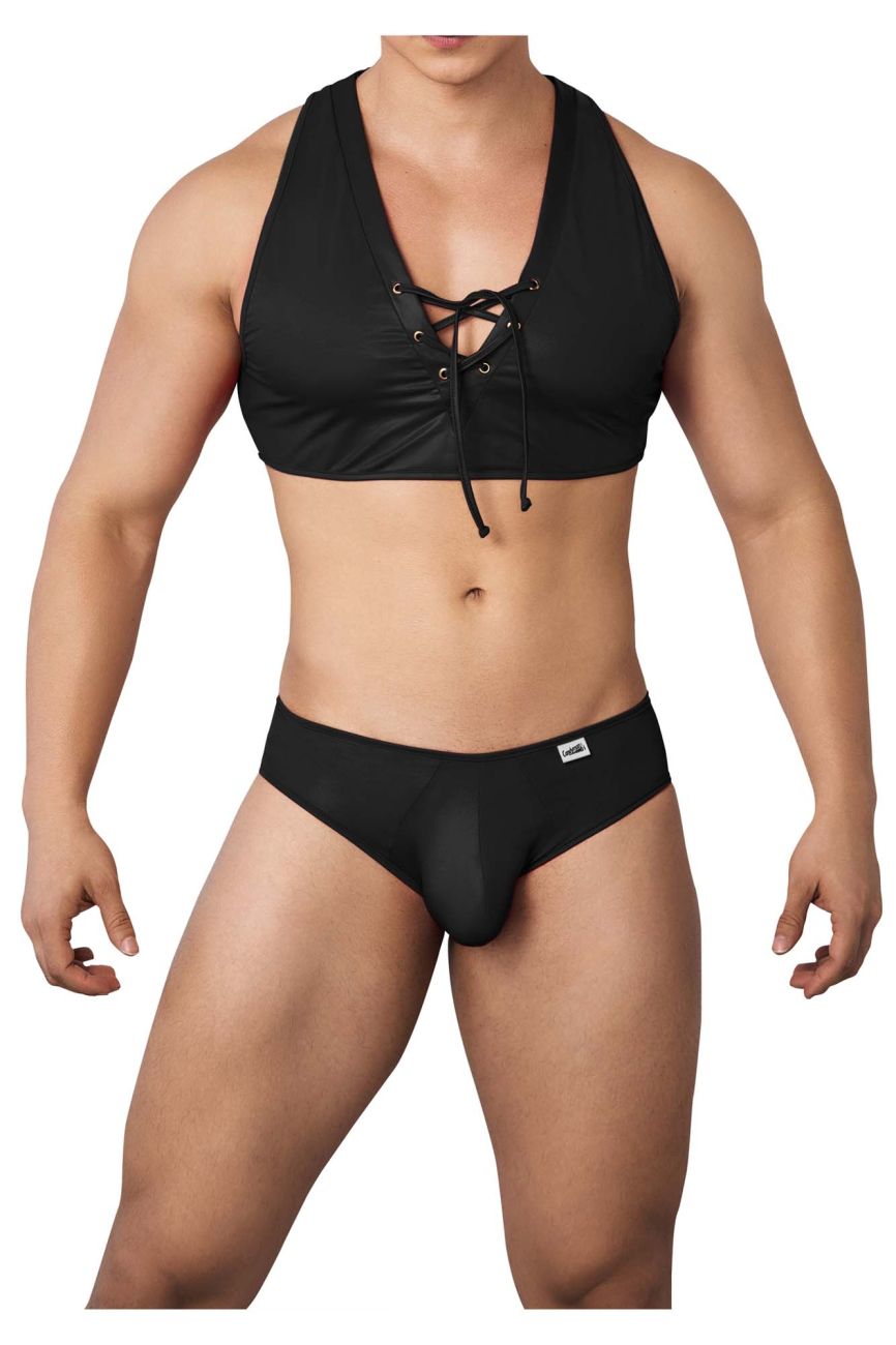 CandyMan 99628 Playful Top and Brief Set Black
