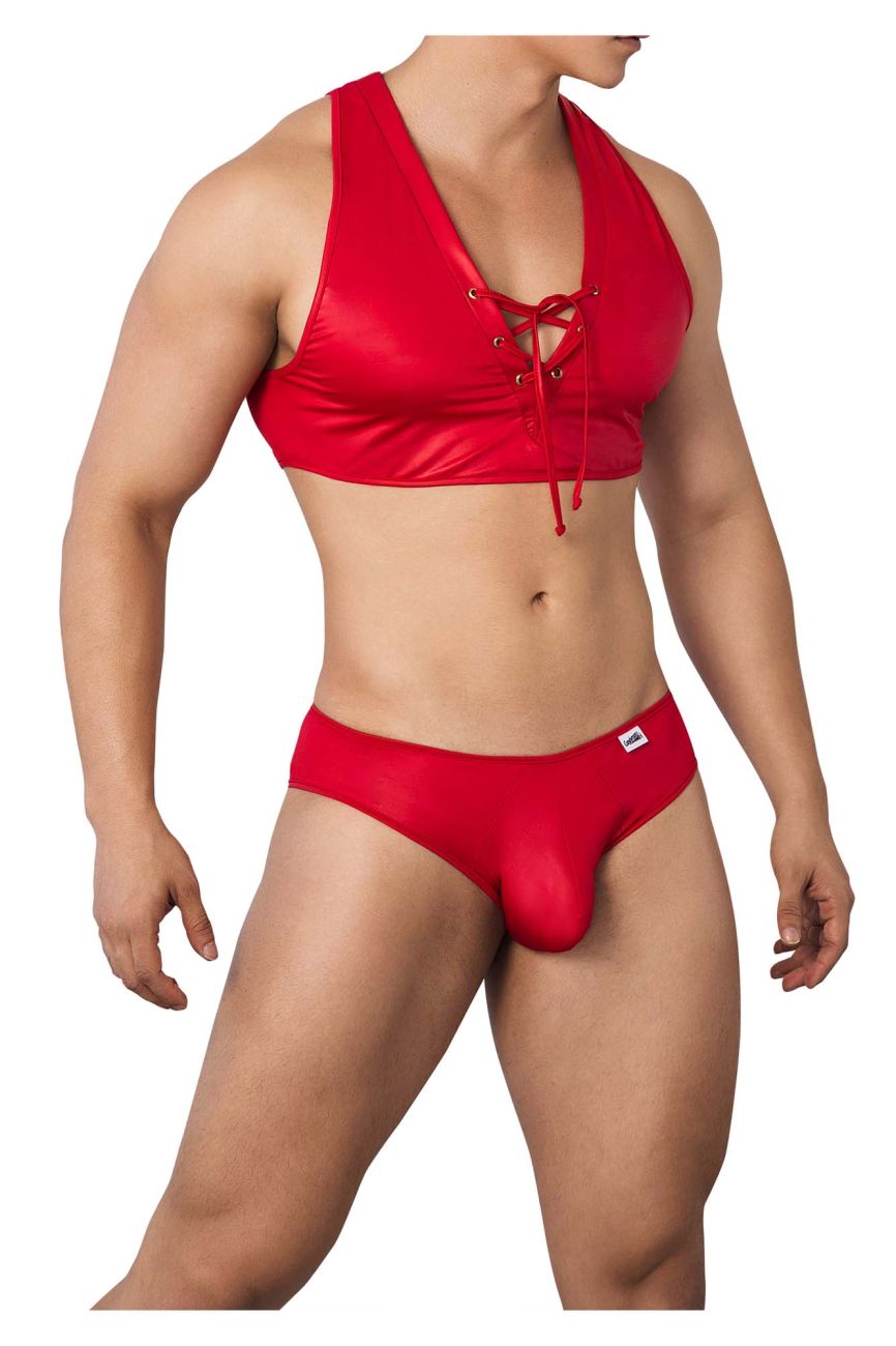 CandyMan 99628 Playful Top and Brief Set Red