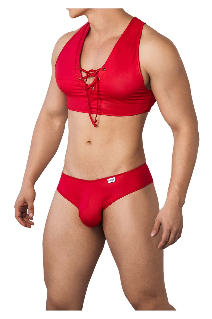 CandyMan 99628 Playful Top and Brief Set Red