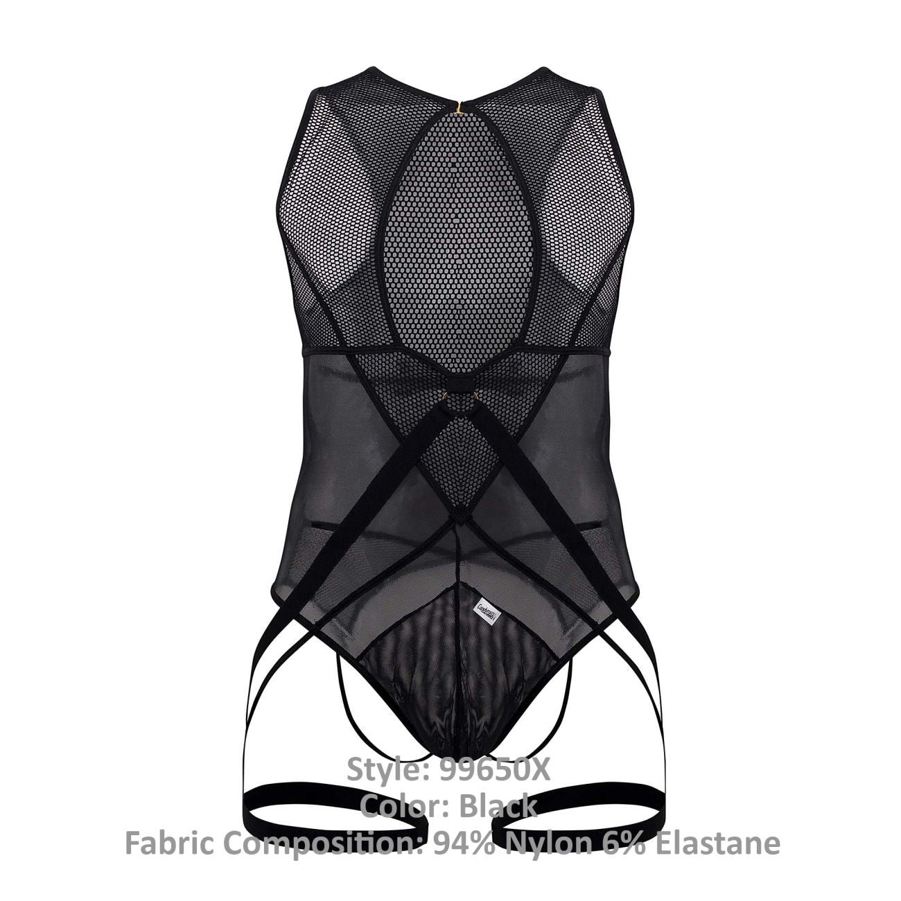 CandyMan 99650X Mesh Bodysuit Black Plus Sizes