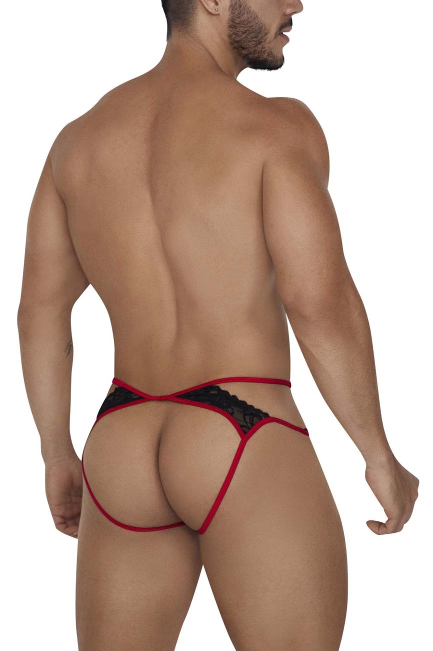CandyMan 99663 Edgy Lace Jockstrap Red Printed