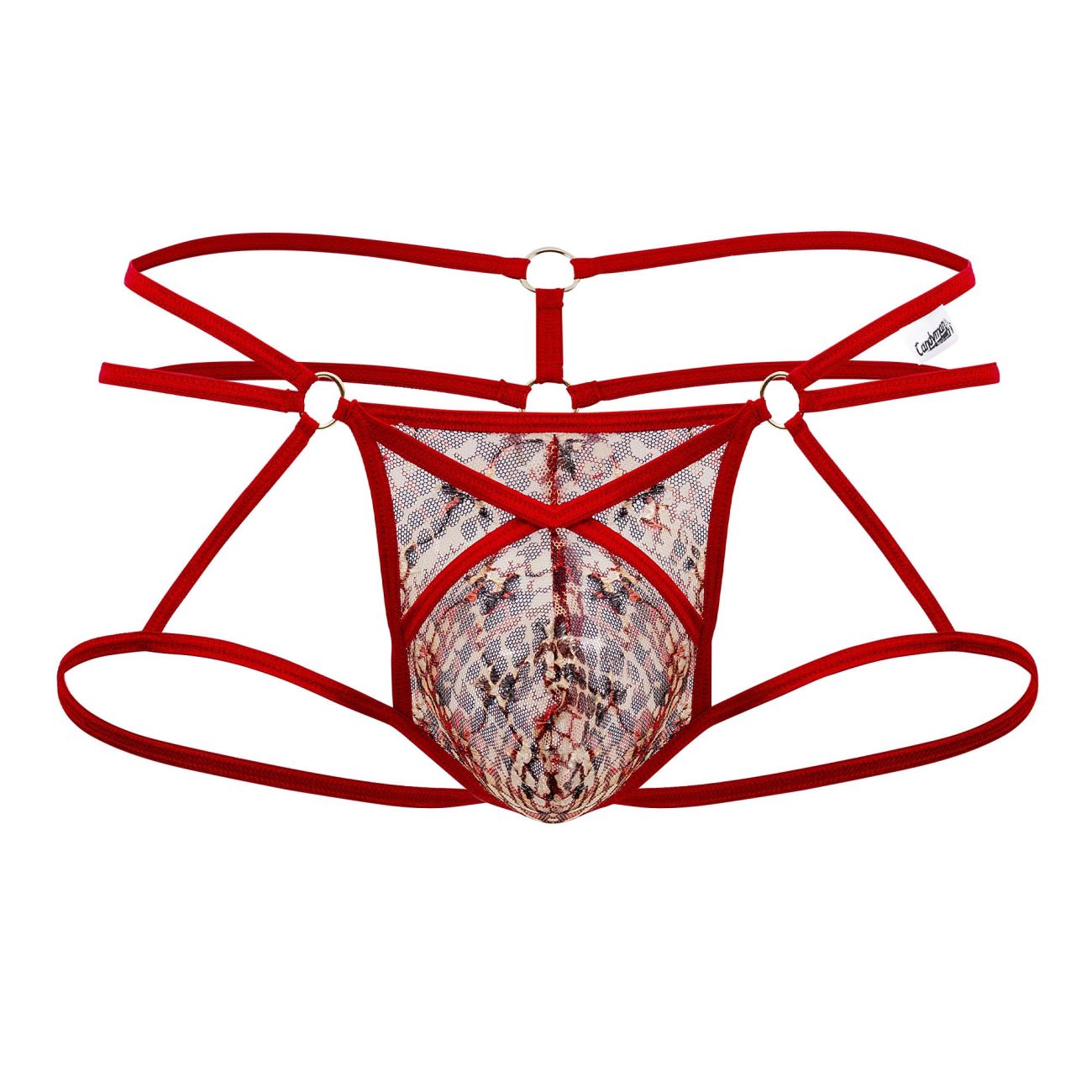 CandyMan 99671 Lace Jock Thongs Red Print