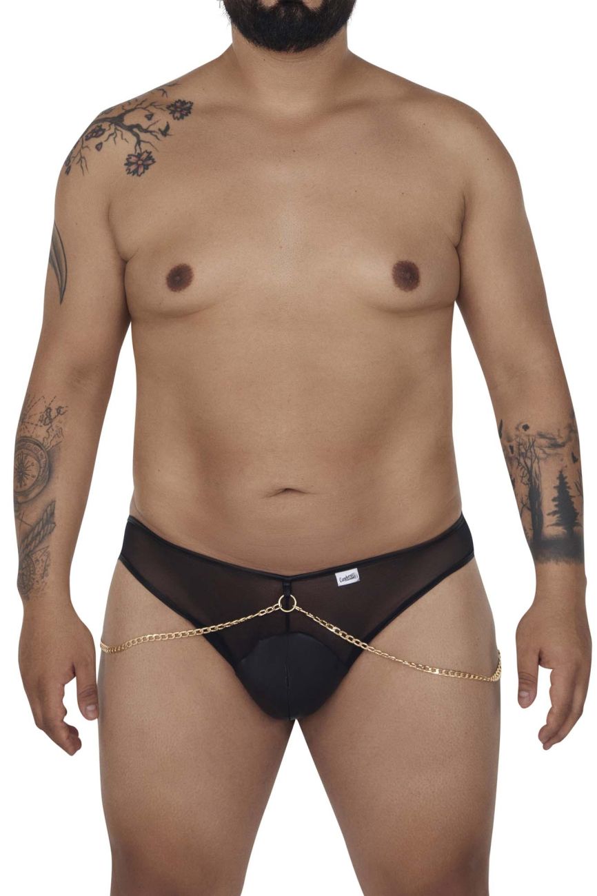 CandyMan 99672X Chain Jock Briefs Black Plus Sizes