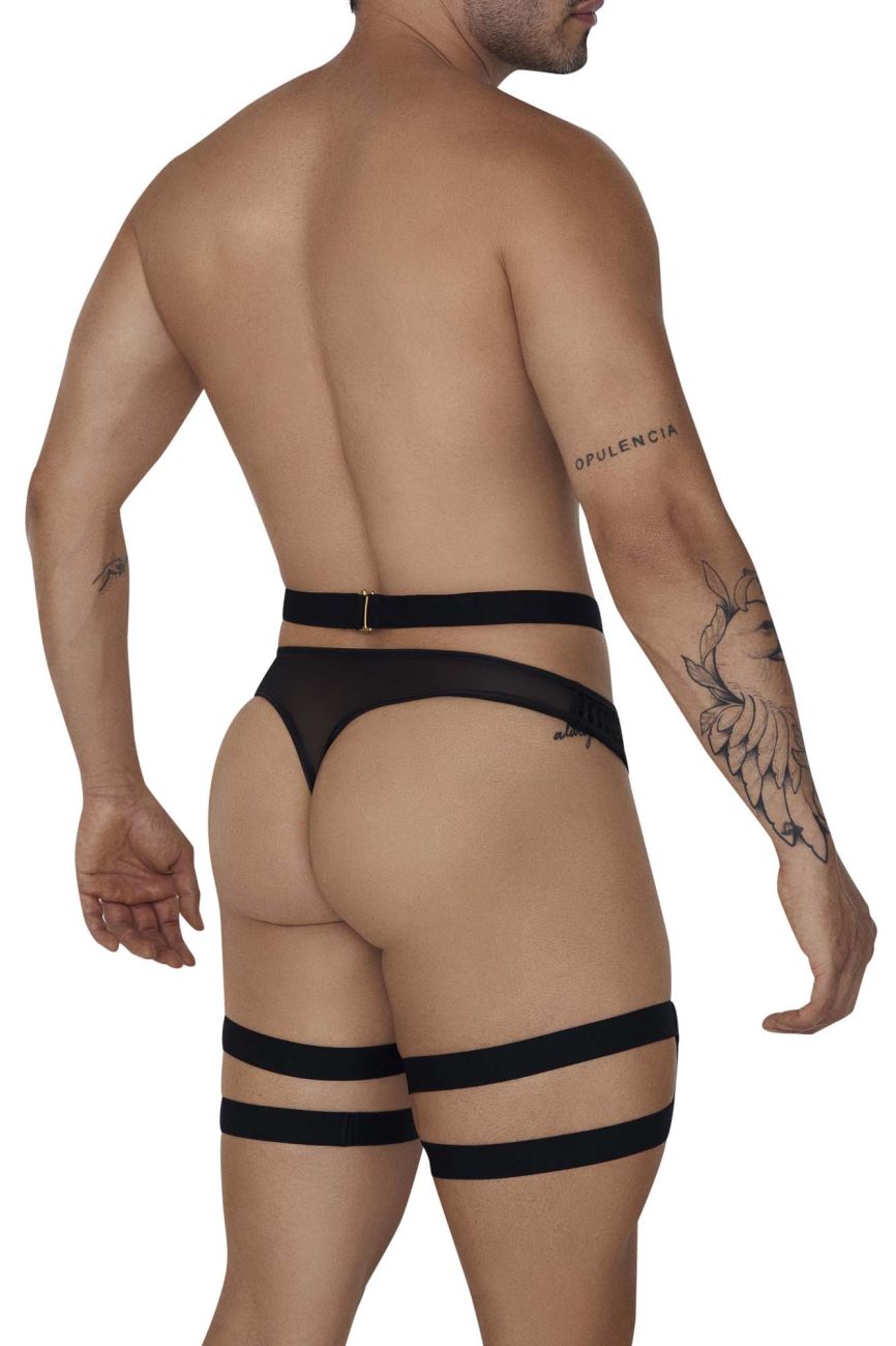 CandyMan 99676 Garter Thongs Two Piece Set Black