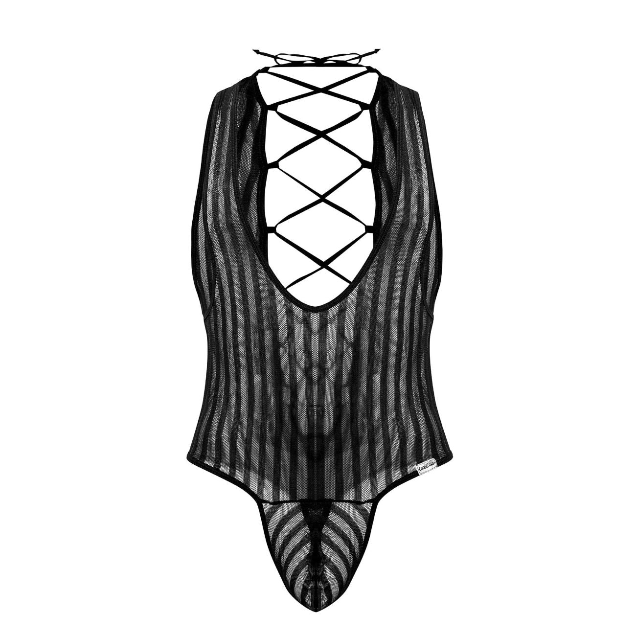 CandyMan 99727X Work-N-Play Bodysuit Black Plus Sizes