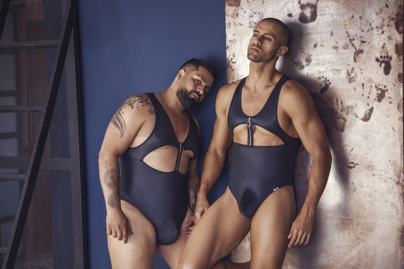 JCSTK - CandyMan 99728X Work-N-Out Bodysuit Black Plus Sizes