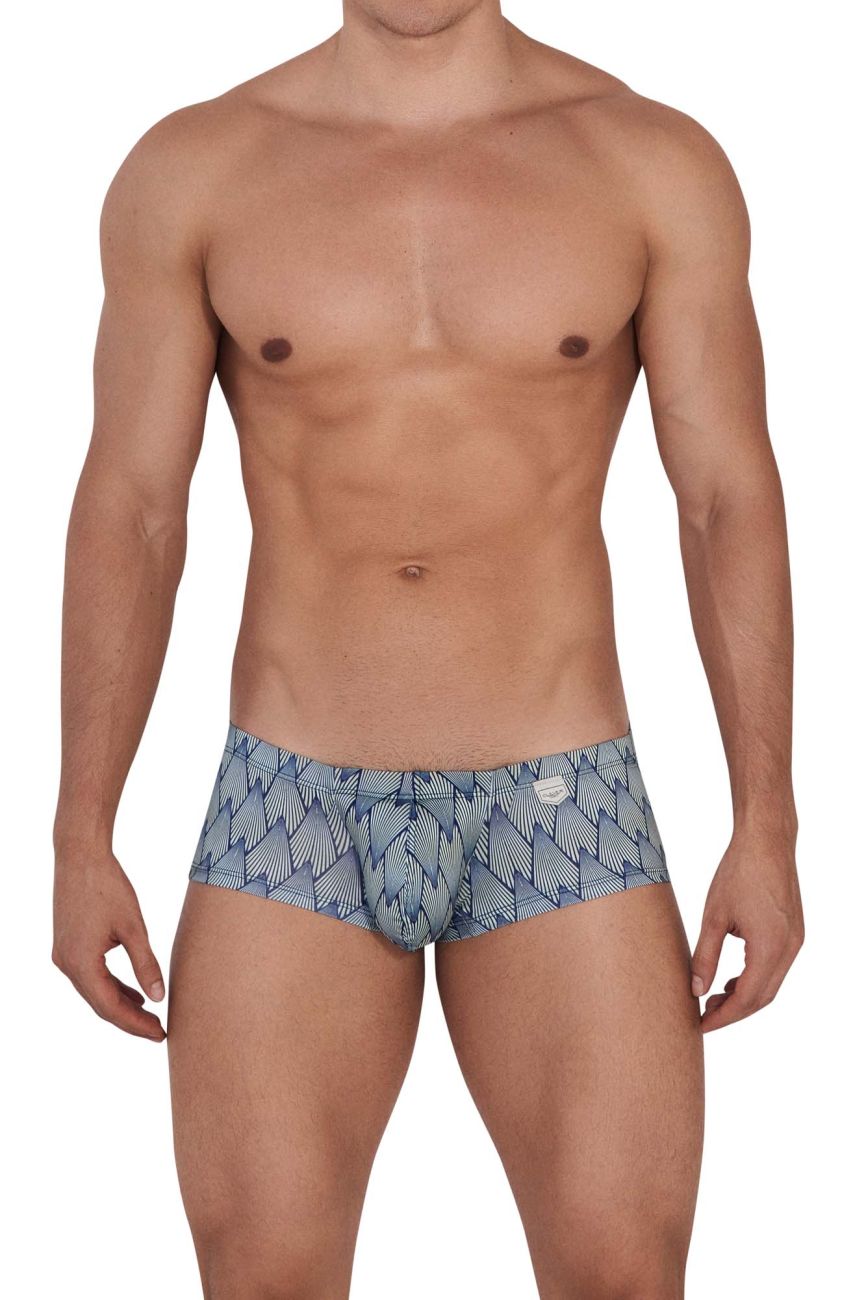 Clever 1418 Aqua Trunks Blue with Yellow Print