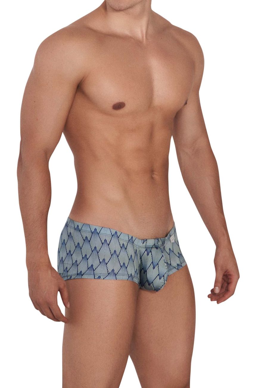 Clever 1418 Aqua Trunks Blue with Yellow Print