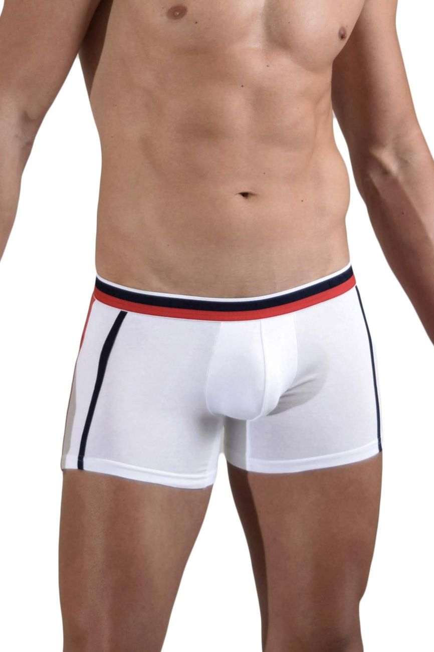 Doreanse 1713-WHT Sporty Boxer Briefs White-Red Plus Sizes