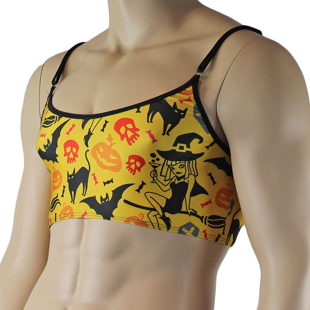 Mens Gothic Halloween Camisole Top Underwear, Witches, Bats & Cats