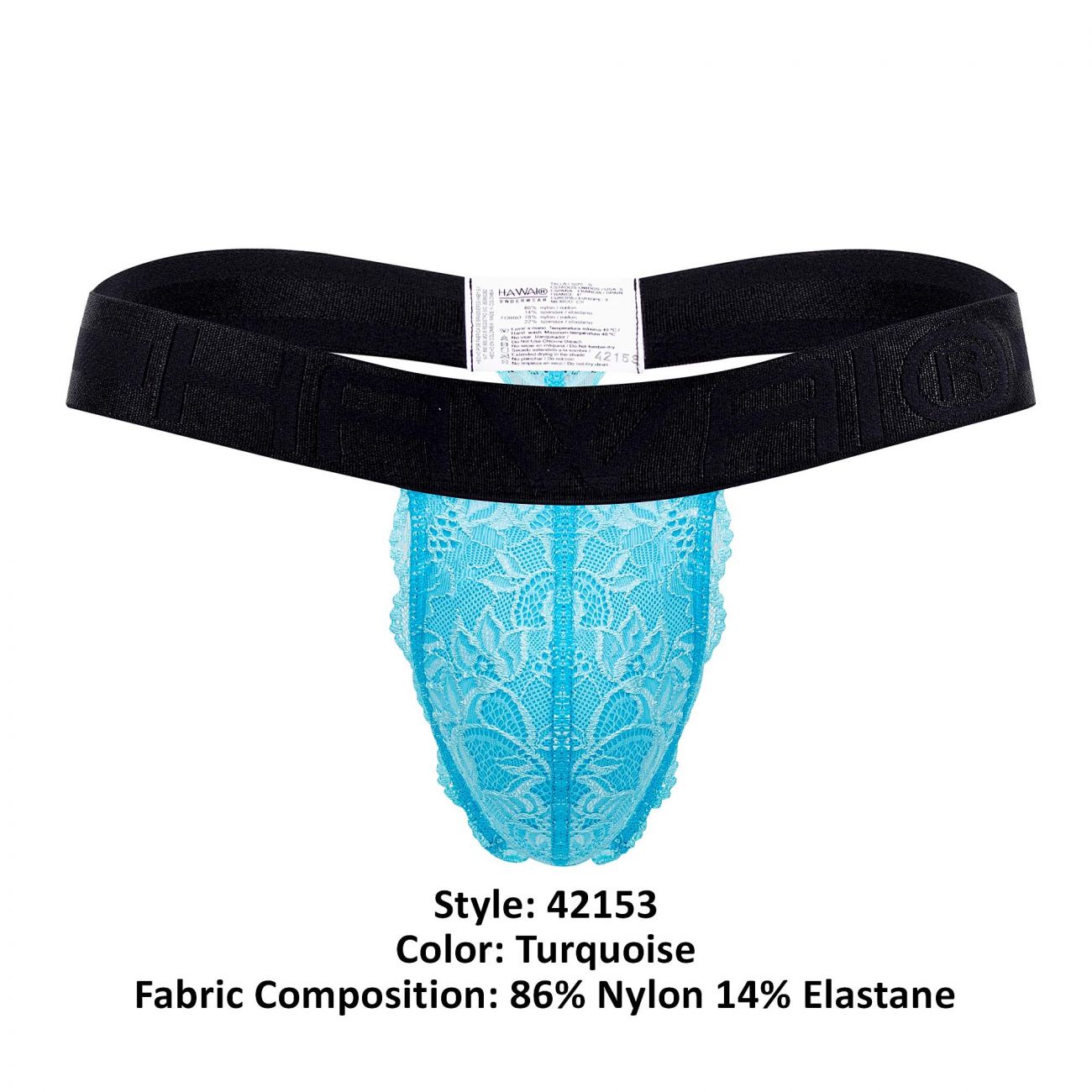 HAWAI 42153 Solid Lace Thongs Turquoise