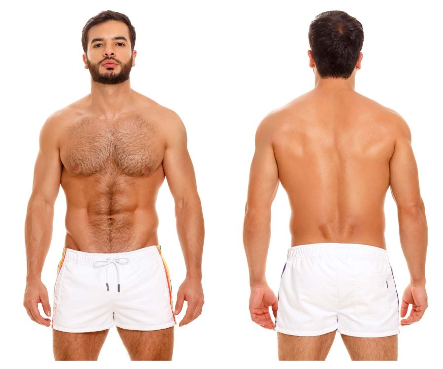 JOR 1806 Rainbow Swim Trunks White
