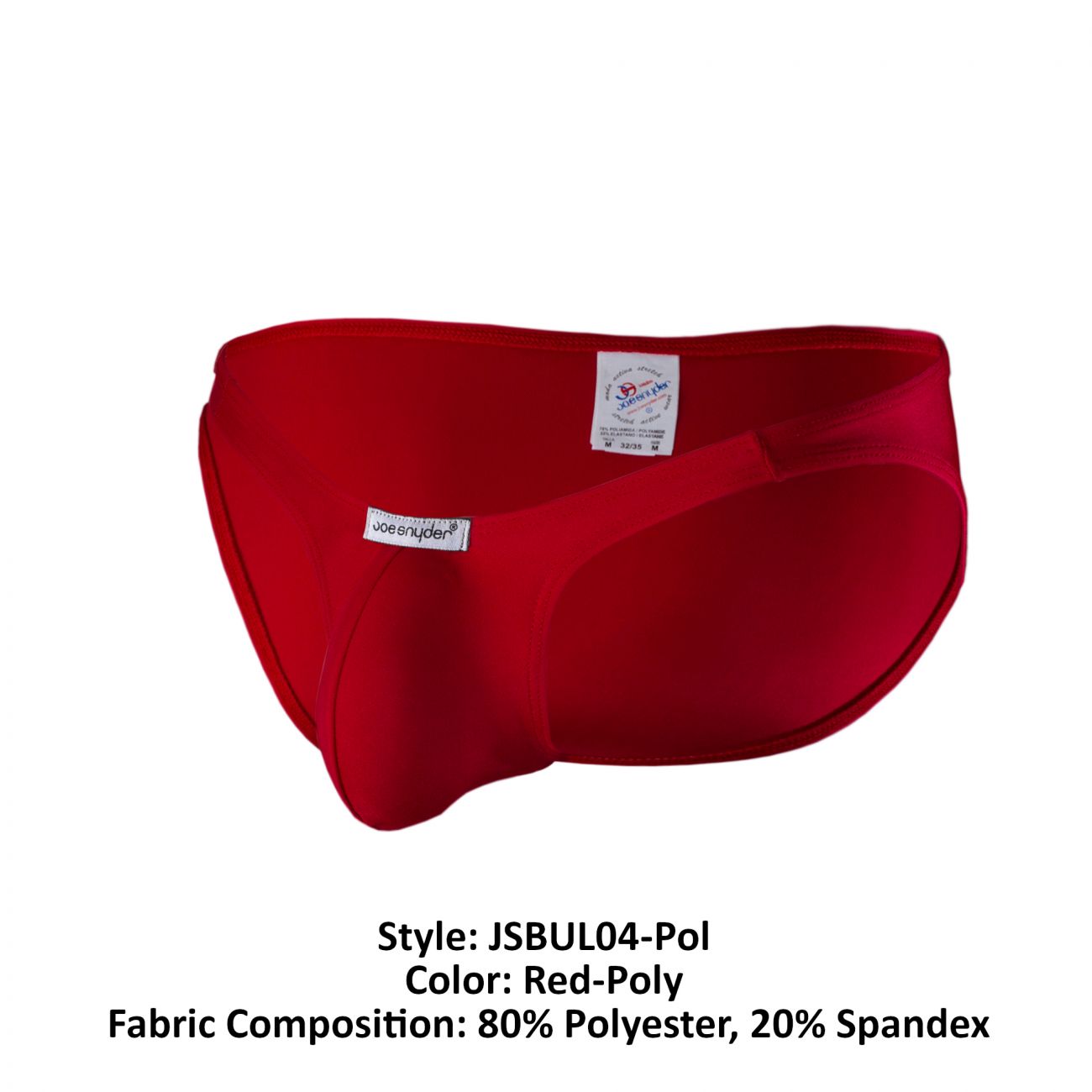 Joe Snyder JSBUL04-Pol Polyester Bulge Full Bikini Red Poly