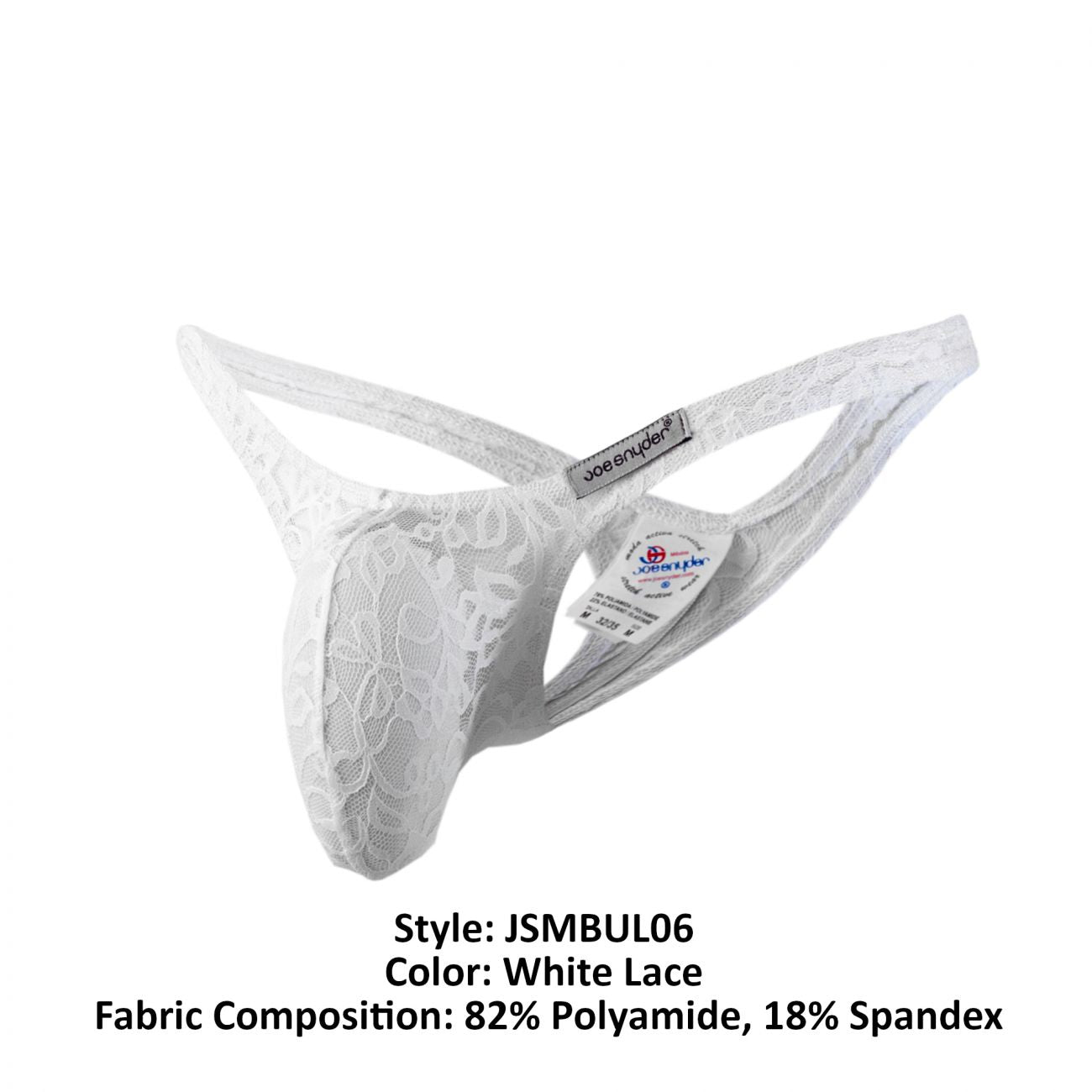 Joe Snyder JSMBUL06 Maxi Bulge Thongs White Lace