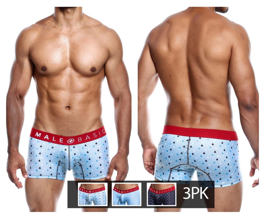 MaleBasics MBT01 3PK Trunks Printed Boats
