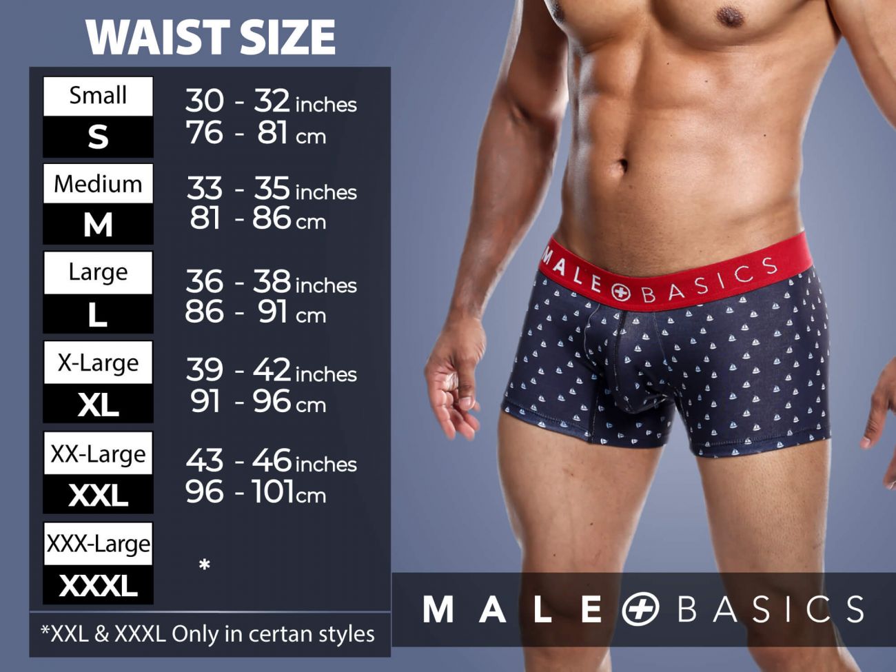 MaleBasics MBT01 3PK Trunks Printed Boats