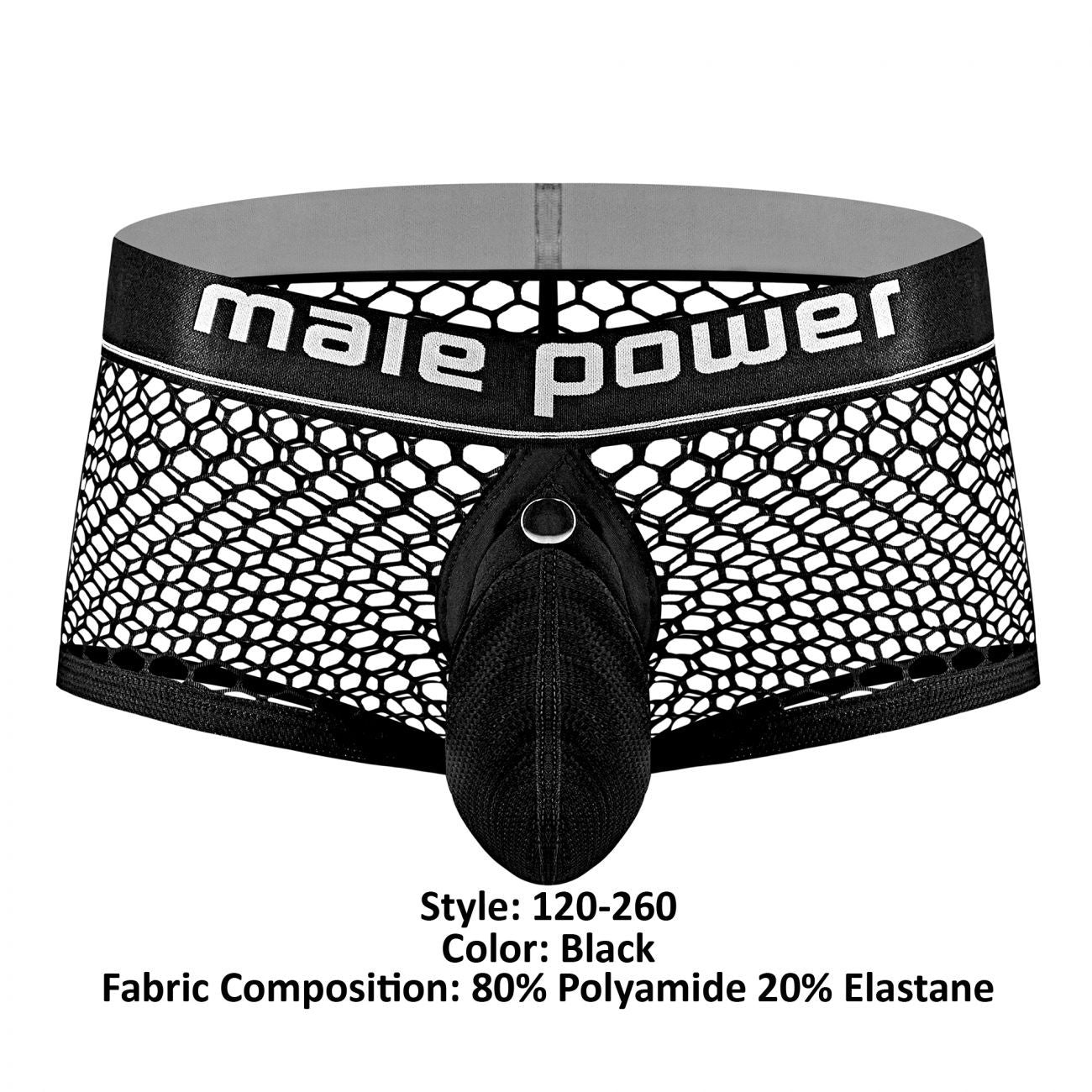 Male Power 120-260 Cockpit C-Ring Trunks Black
